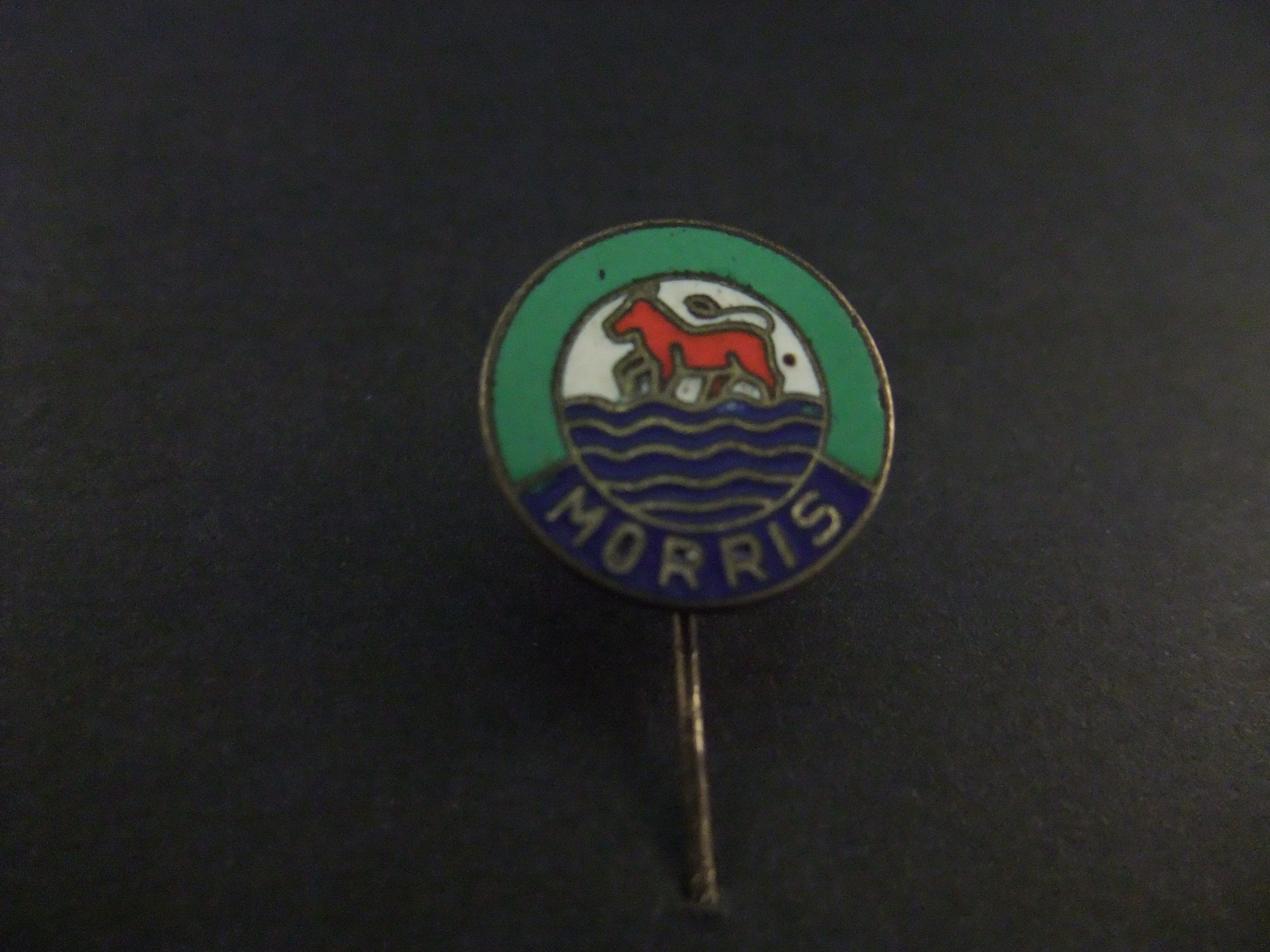 Austin Morris logo groen-blauw